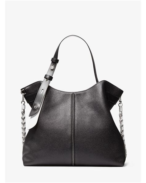 Downtown Astor Large Pebbled Leather Shoulder Bag .